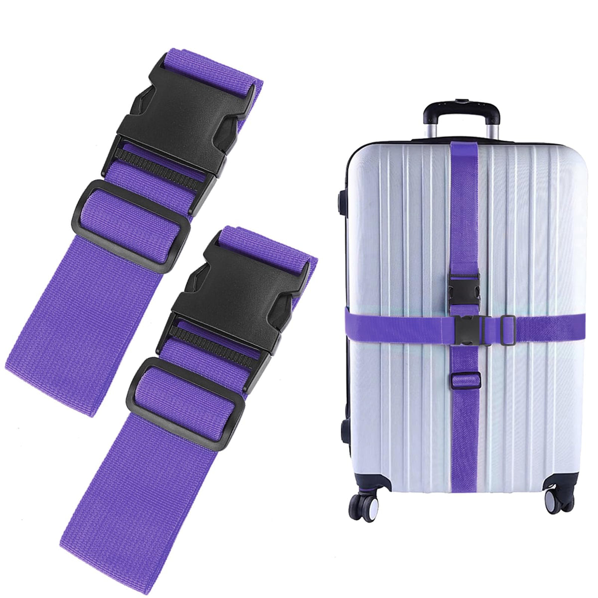80In Luggage Straps for Suitcase Travel Belt Accessories, 2 Pack Light Blue