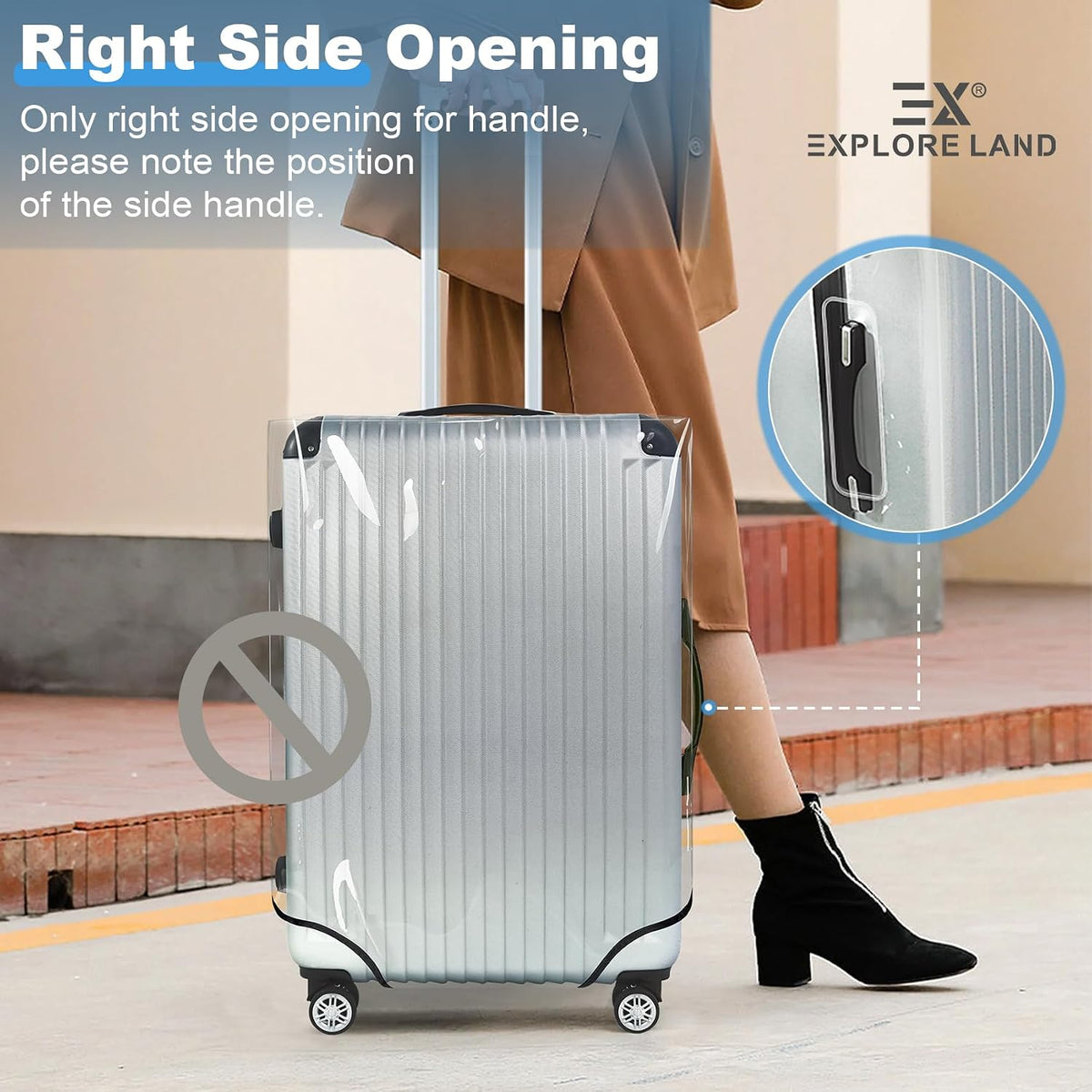Explore Land Clear PVC Suitcase Cover Protector, XL