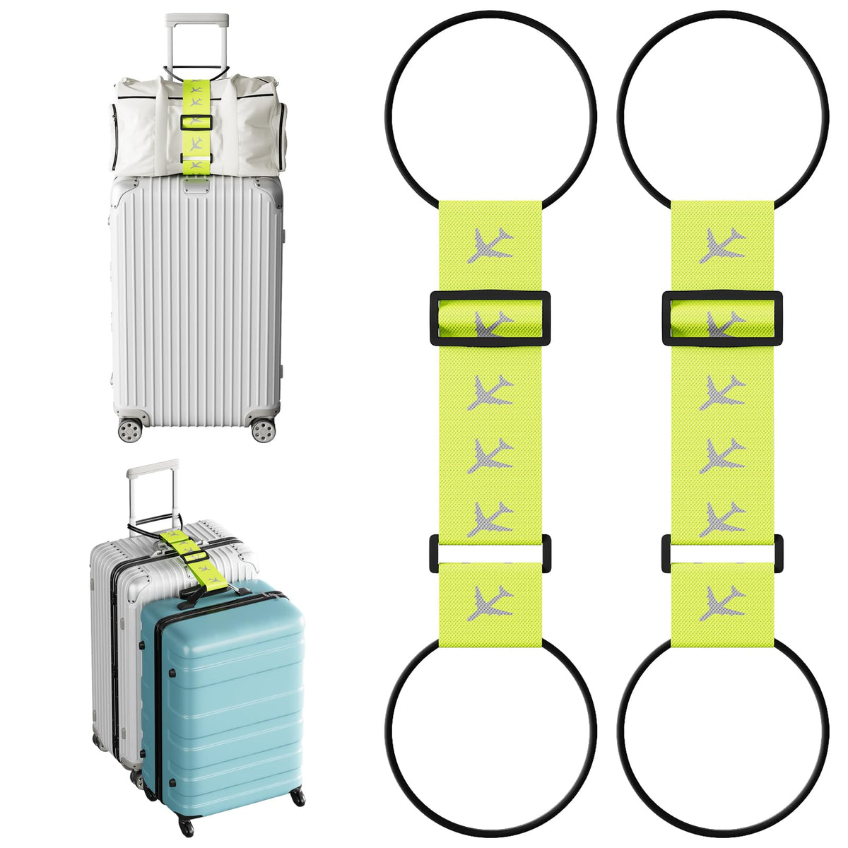 2 Pcs Luggage Connector Straps Bungee for Carry on Bag & Multiple Suitcases