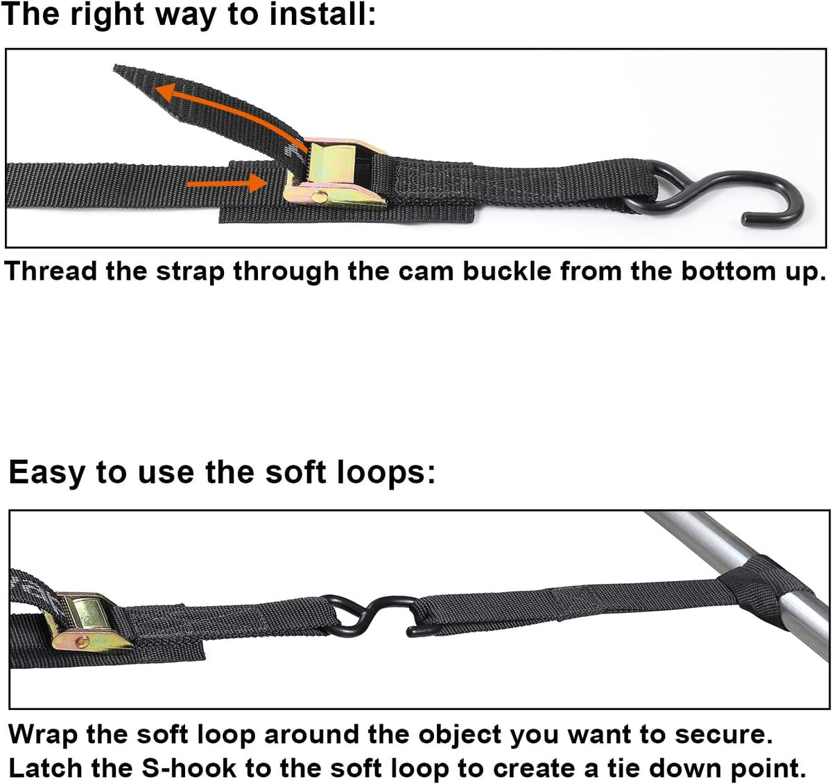 Ayaport Cam Buckle Tie Down Straps 10 feet, 4 Pack