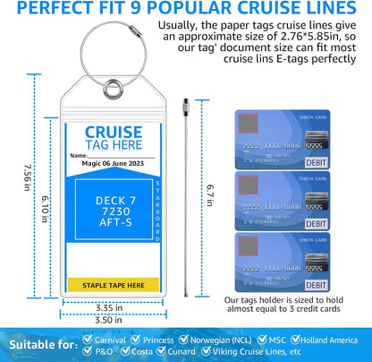 5 Pack Cruise Luggage Tag Holders for Carnival, NCL, Princess, MSC Ships