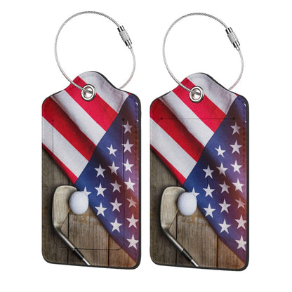 2 Pack Luggage Tags Travel American Flag Eagle PU Cute Leather Luggage Tag Name ID Labels with Privacy Cover Suitcases Women Men Girls Boys Fun Laggage Tags (American Eagle Flag)