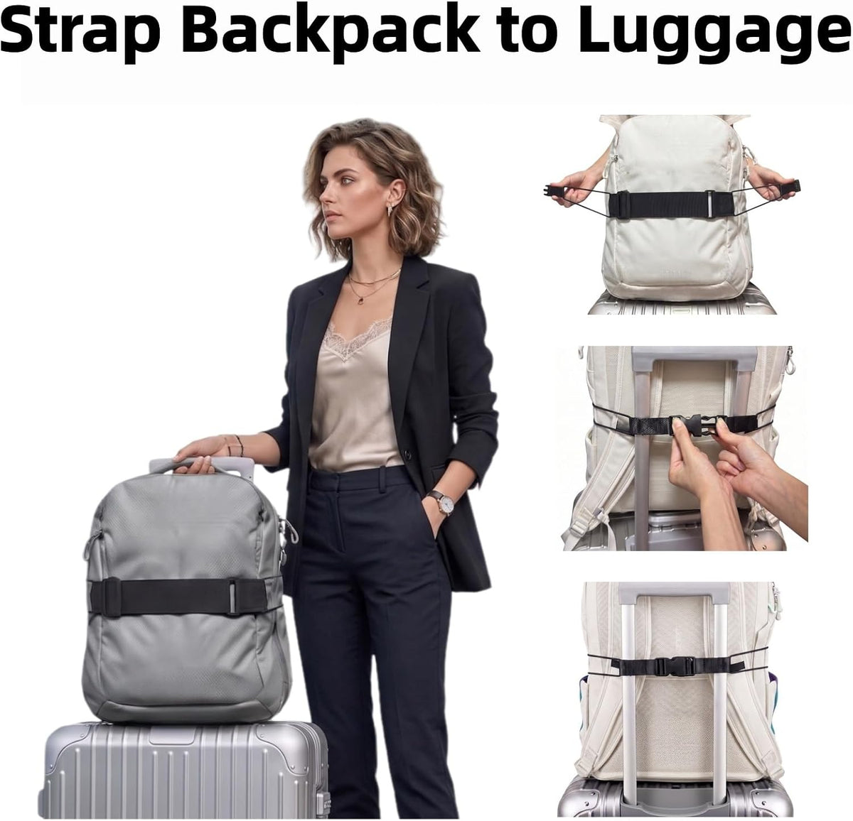 Multi Use Luggage Connector Straps for Suitcases - Adjustable Travel Belt with Secure Buckle to Hold Backpacks Totes and Duffle Bags - Anti Burst Baggage Protection for Rolling Suitcases(2 Pack)