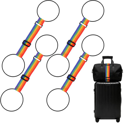 Luggage Connector Straps, Adjustable Elastic Durable Straps for Connecting Luggage Bags to Suitcases, Hands-Free Travel Essential (4PCS Black)