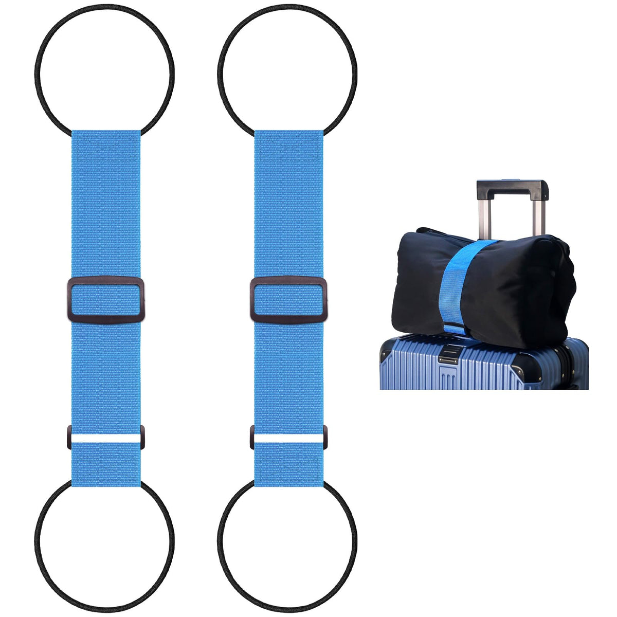 2 Pack Multi Use Strong Adjustable Luggage Connector Straps for Suitcases