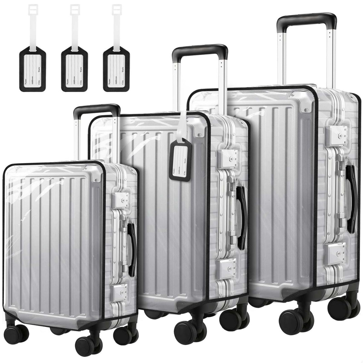 2 Pack 30 Inch Clear PVC Suitcase Cover Protectors Transparent Waterproof Dustproof and Anti-Scratch for Wheeled Luggage Travel
