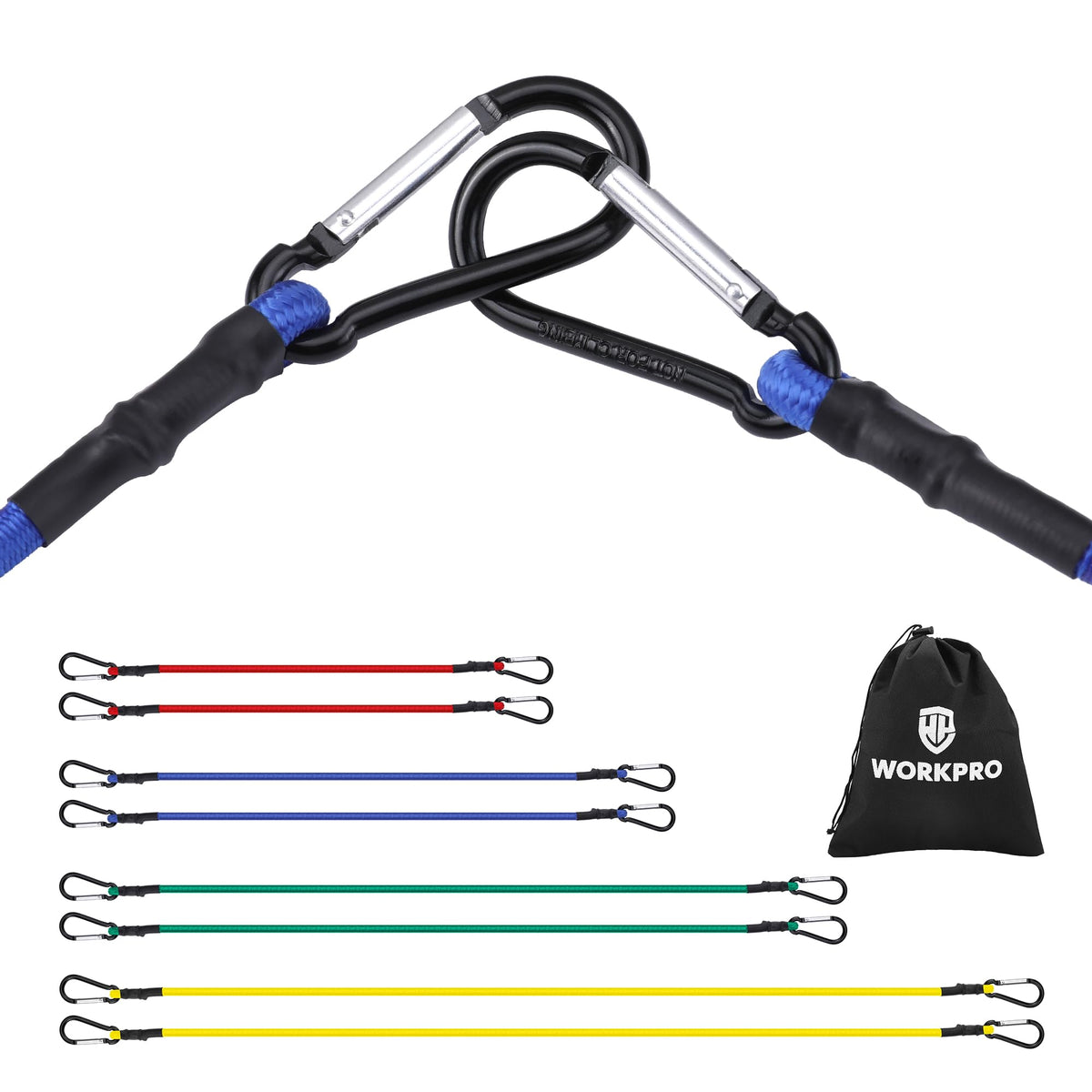 WORKPRO 24" Bungee Cords with Hooks, 4 Pack Heavy Duty Outdoor Bungee Strap