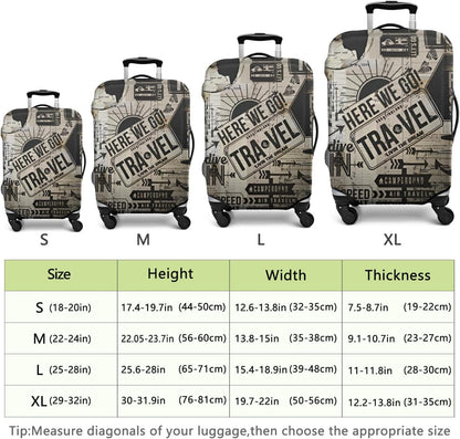 Travel Luggage Cover - Here we go Travel, Fit 25-28 Inch Luggage