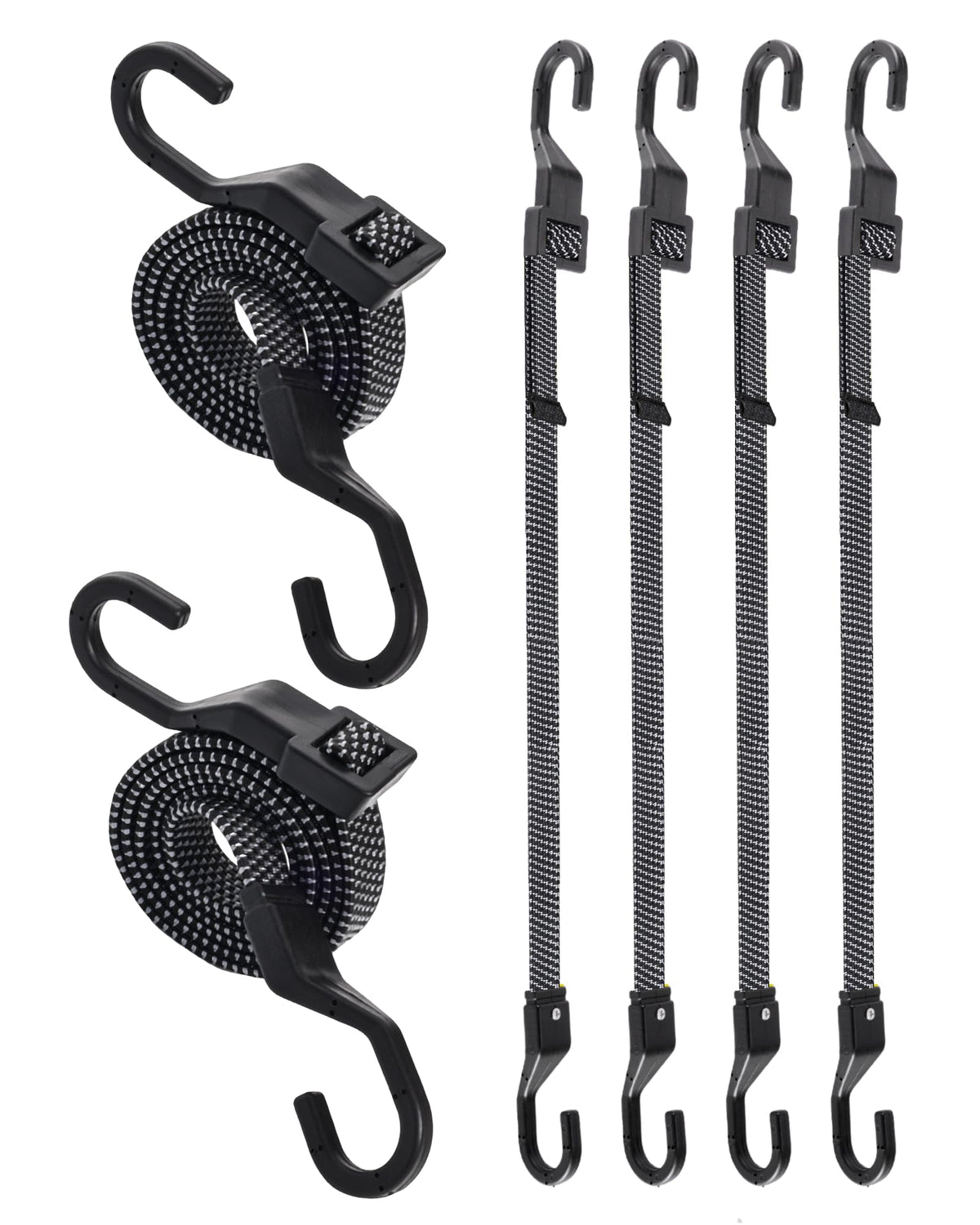 8 Pack 24" Carabiner Bungee Cords Heavy Duty Outdoor, 190 Lb Break Strength
