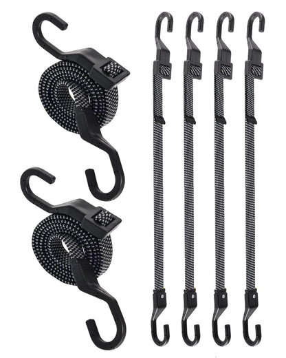 8 Pack 24" Carabiner Bungee Cords Heavy Duty Outdoor, 190 Lb Break Strength