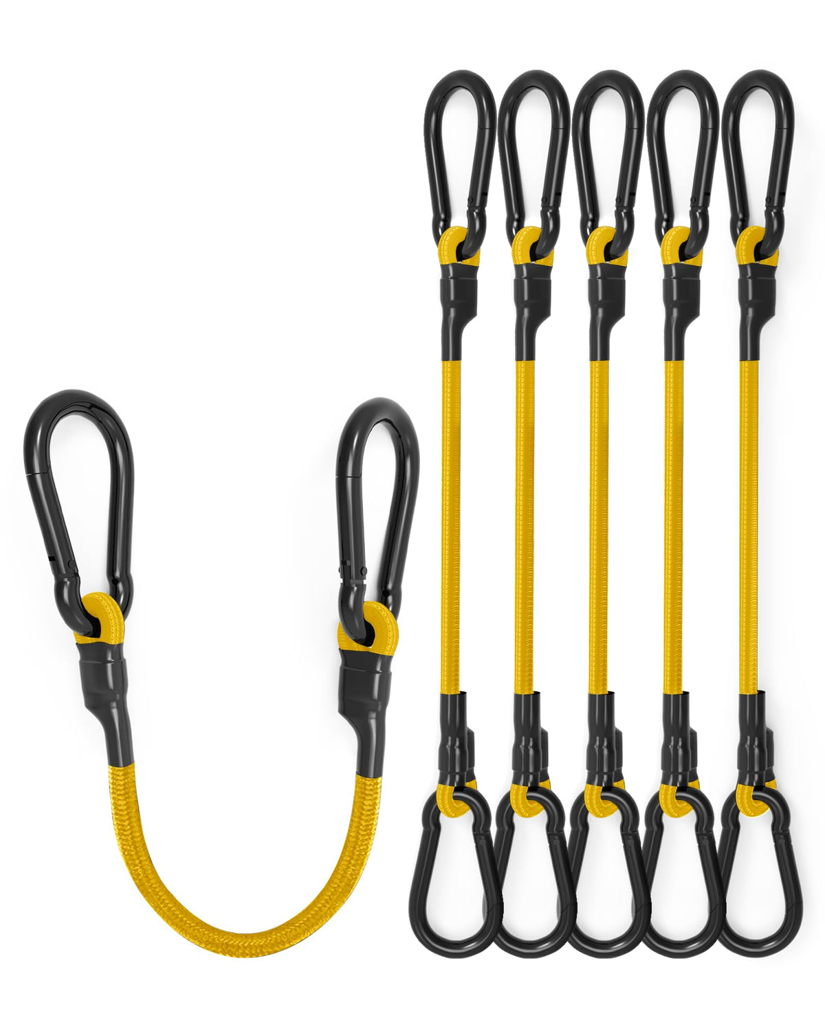 8 Pack 24" Carabiner Bungee Cords Heavy Duty Outdoor, 190 Lb Break Strength
