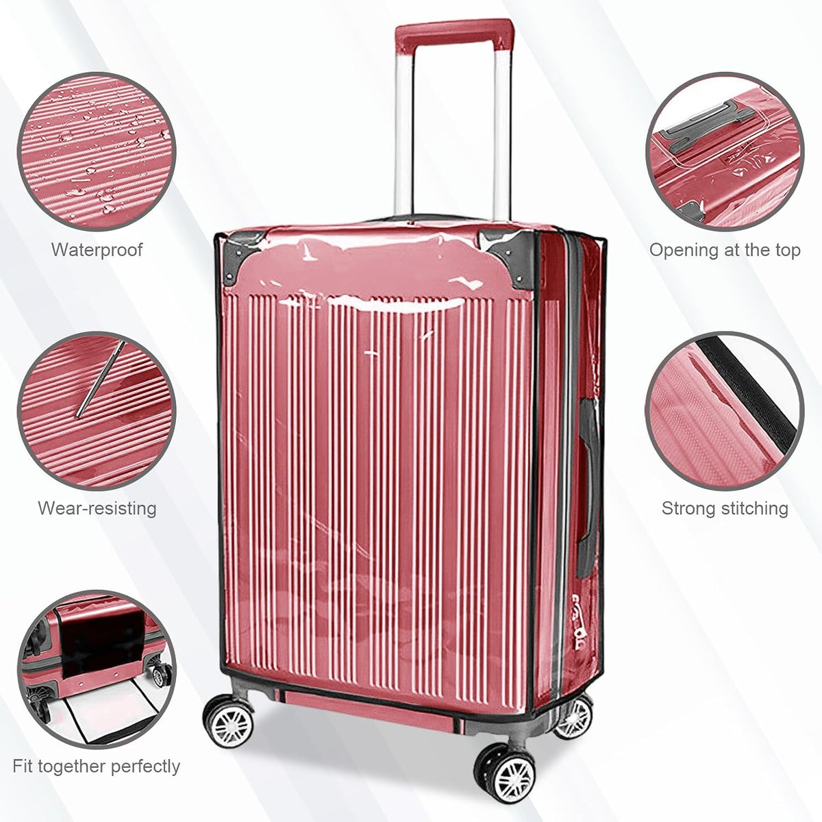 3 Pack Suitcase Cover for Luggage Clear PVC Waterproof Anti Scratch