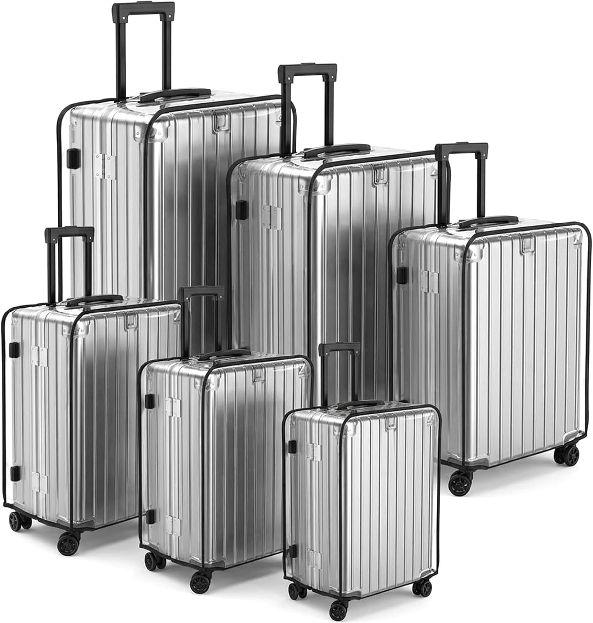 6 Pcs Clear PVC Luggage Protector Covers for Suitcase, Waterproof