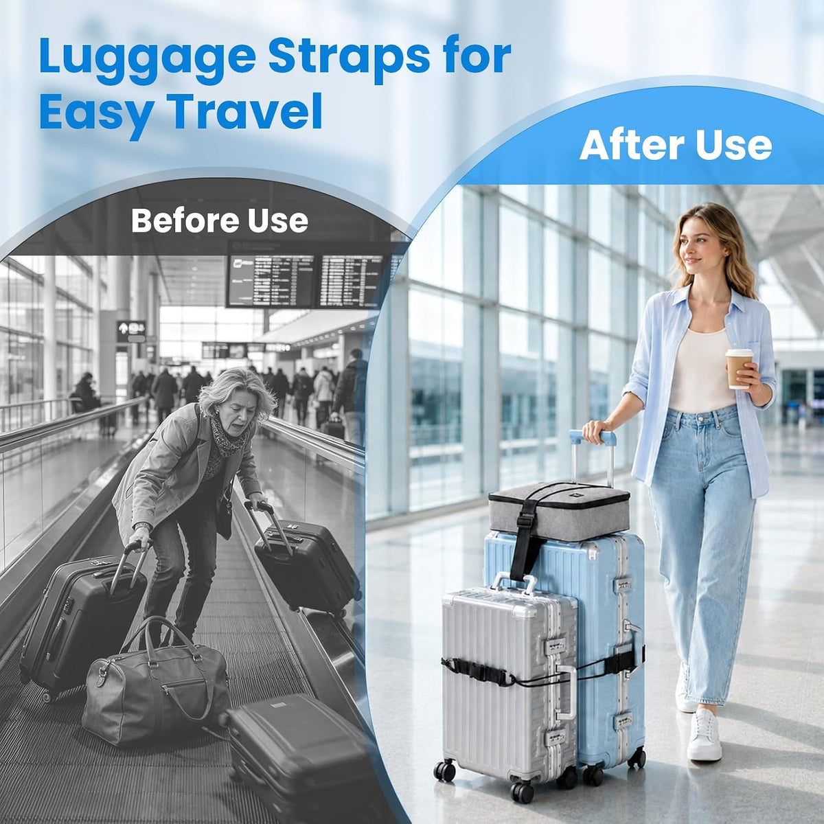 Adjustable Luggage Straps for Suitcases