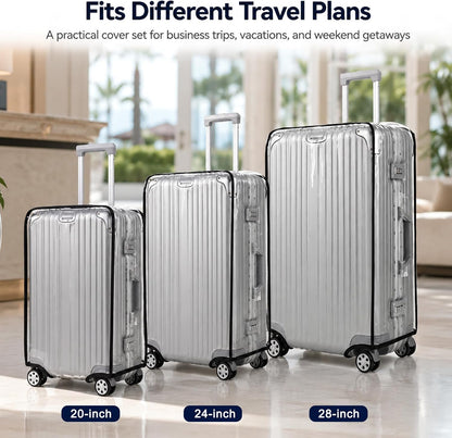 Thicken Clear Luggage Cover Protector, 3 Pieces, 20" 24" 28"