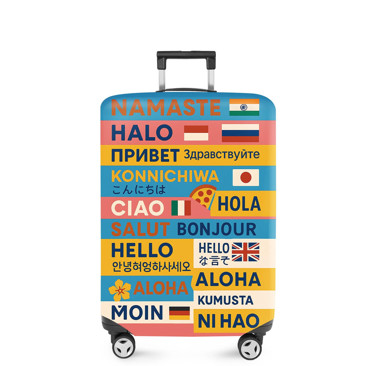 ANNA QUEEN Panda Family Luggage Cover, Cute Panda Design Suitcase Protector, Stretchable Washable Travel Sleeve for 28-30 Inch Luggage