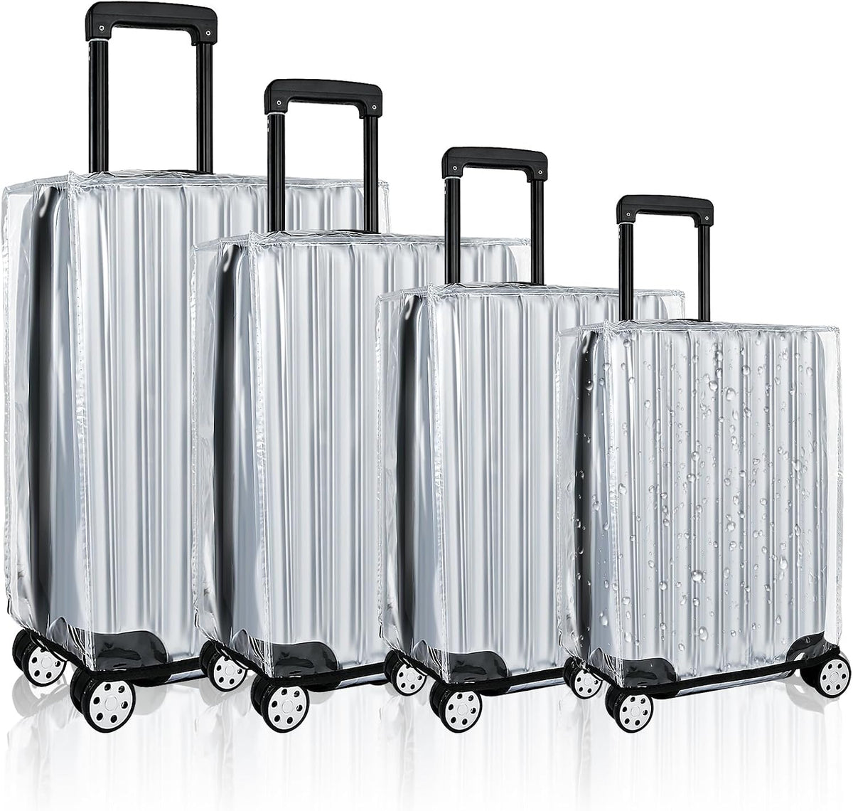 4 Pieces Clear Luggage Cover for Suitcase, Waterproof PVC Luggage Cover Protector, Anti-scratch Suitcase Protective Cover for Travel (20", 22", 24", 28")