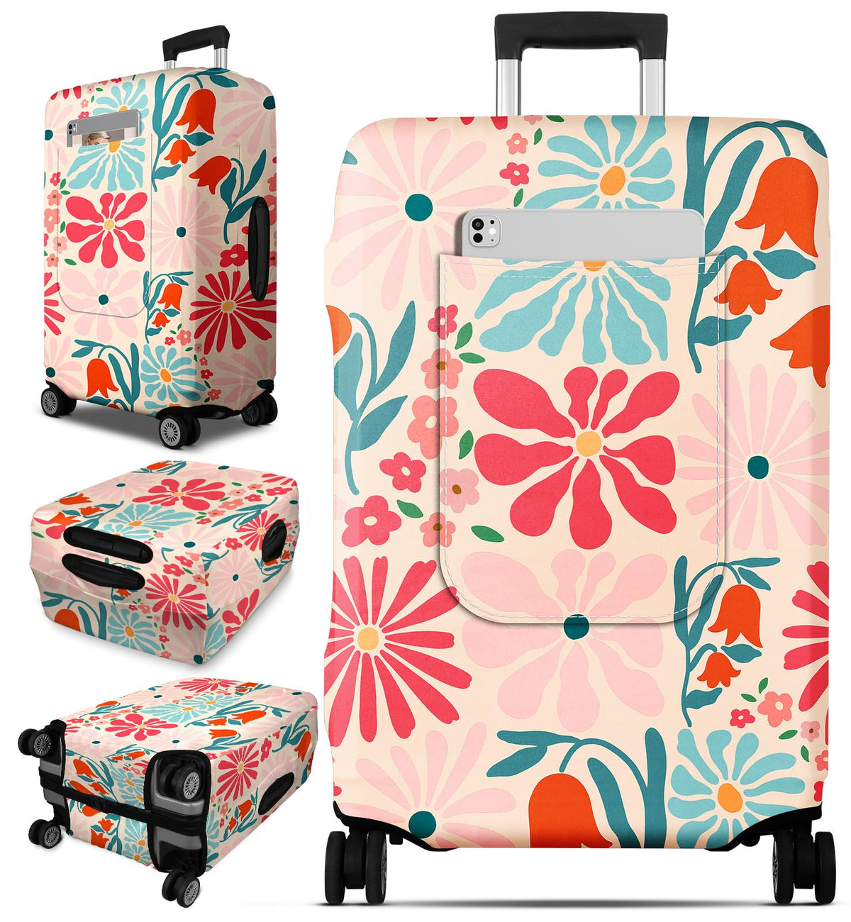 Slohif Cool Luggage Cover with Storage Pocket 28-30 inch Caution Tape
