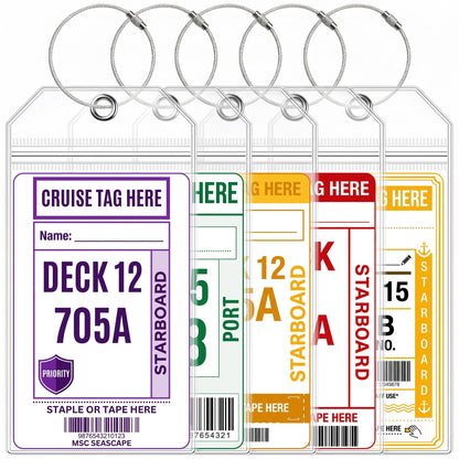 6 Pack Cruise Luggage Tag Holder for Carnival, Princess, Holland America