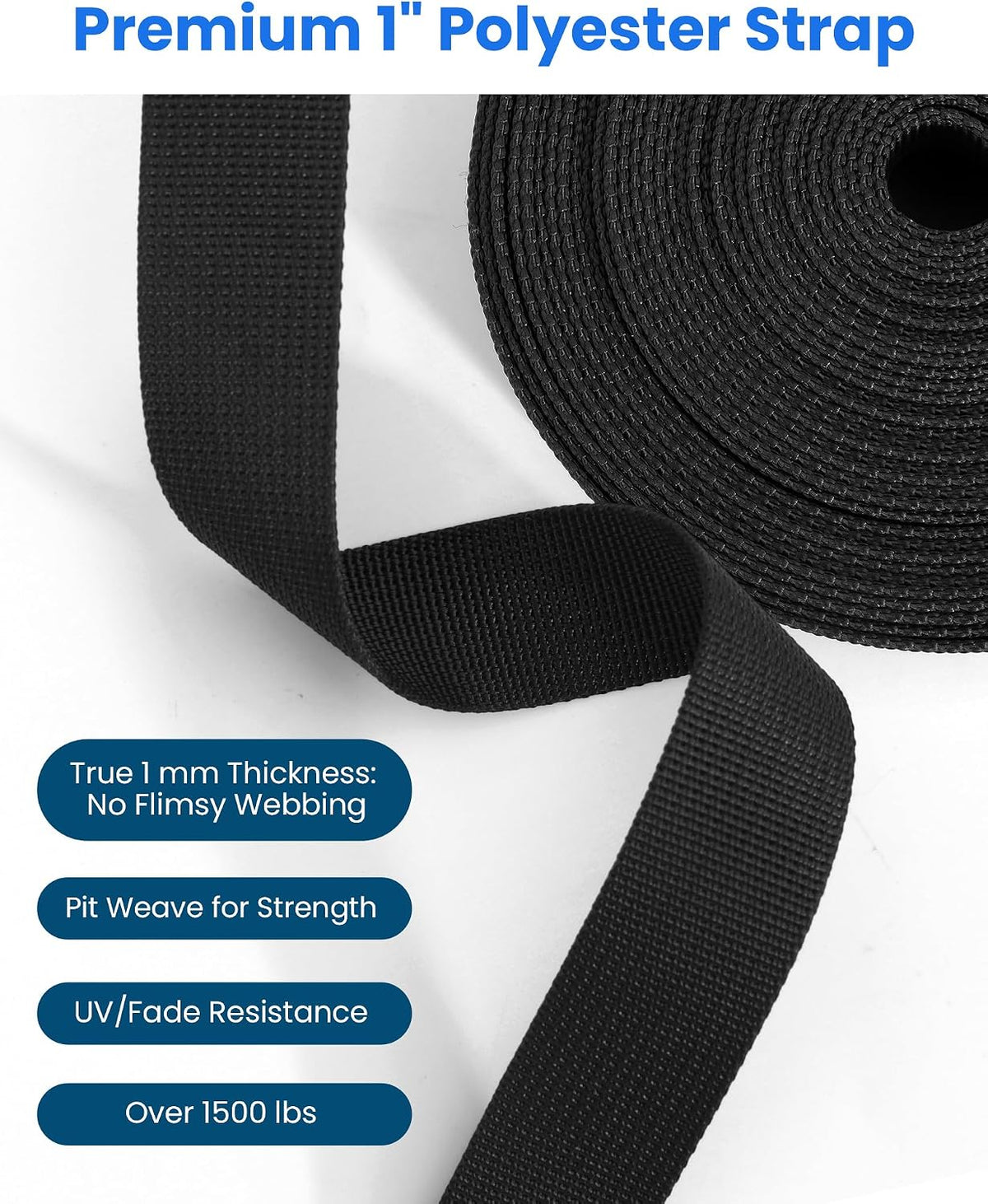 1-Inch Buckle and Strap Kit, 6-Yard Polyester Webbing, 6 Buckles