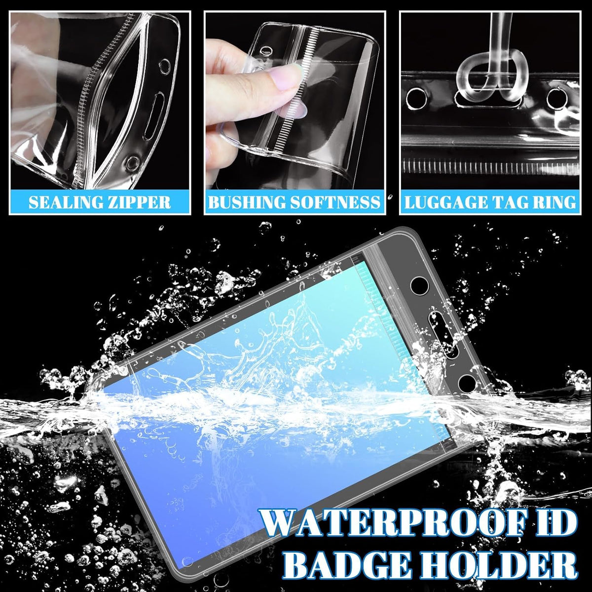 200 Pack Clear Plastic Luggage Tag Holders with Loops for ID Cards