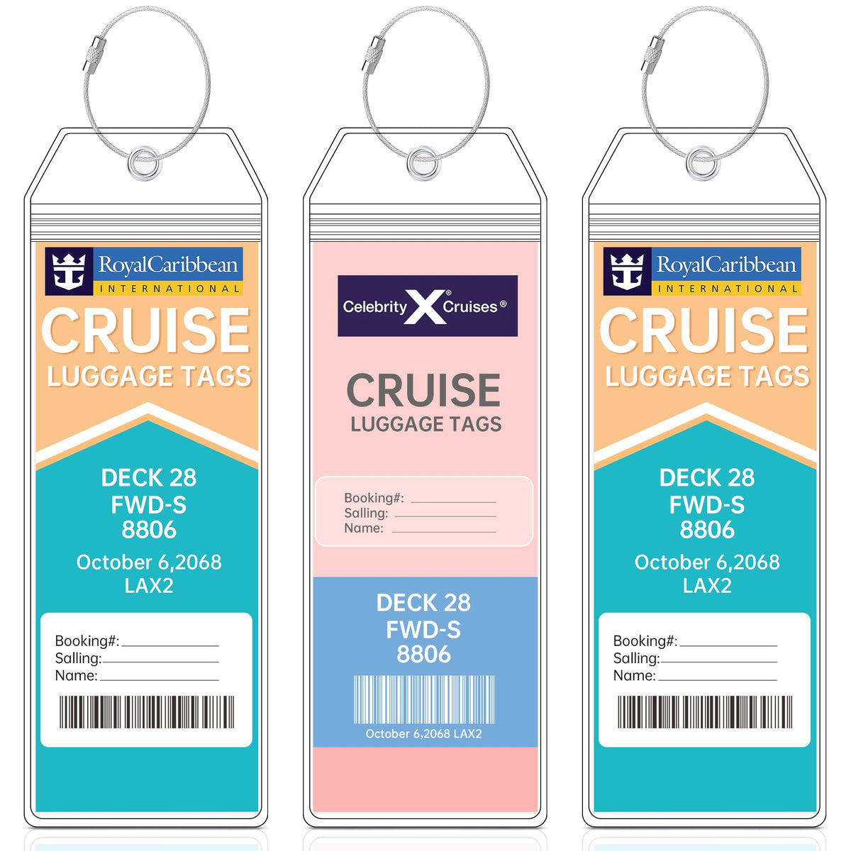 Teskyer Clear Cruise Luggage Tag Holder, Wide, 5 Pack