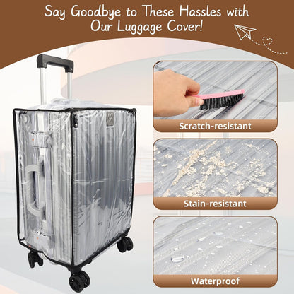 PVC Suitcase Cover Protector,20/22/24/26/28/30 Inch Suitcase Baggage Covers,Transparent Luggage Cover for Wheeled Suitcases (26‘’)