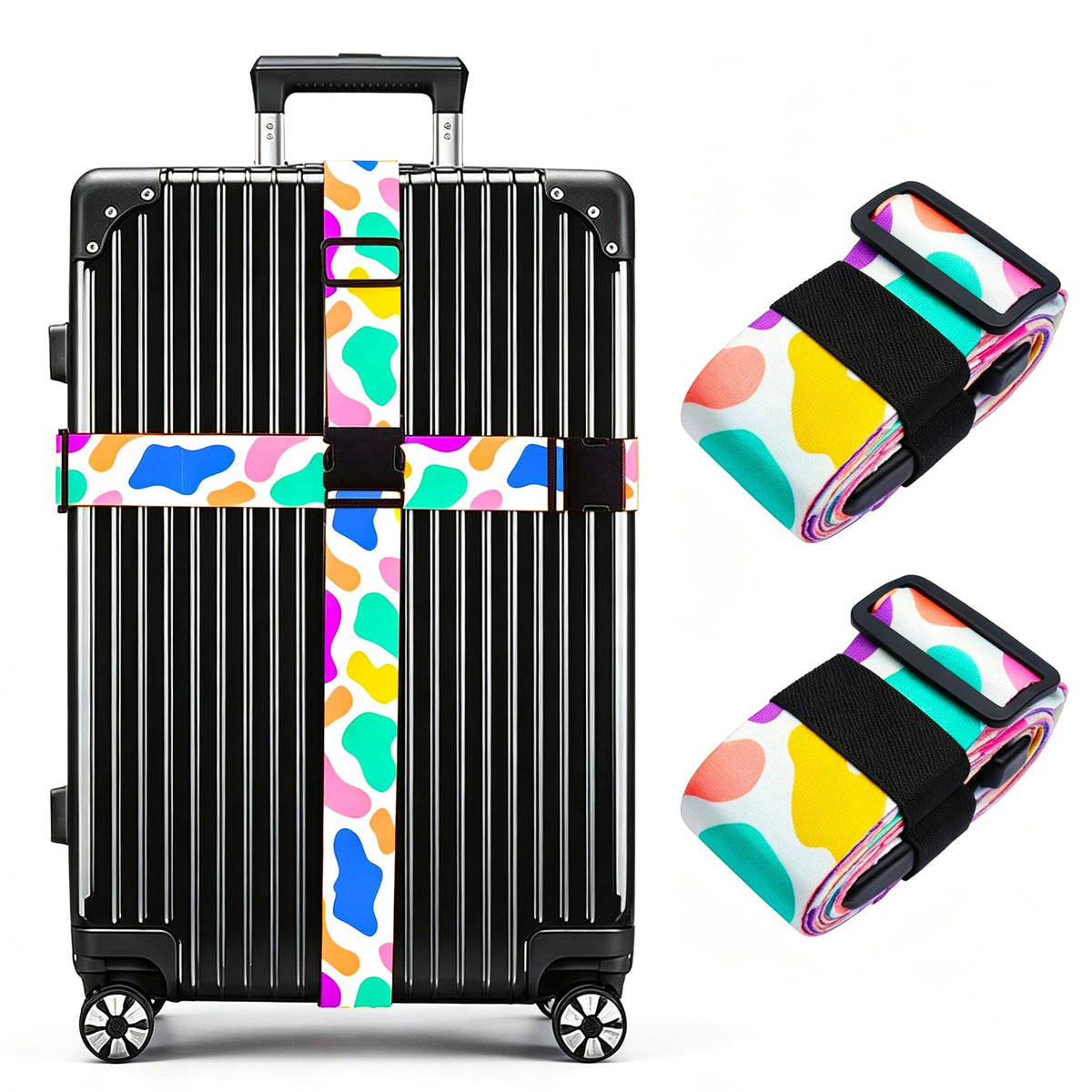 Luggage Straps for Suitcases TSA Approved Easy Pack Organized Suitcase Strap, Luggage Strap, Luggage Belt Strap, Bag Straps for Luggage. Buckle Straps Travel Accessories (Gradient Dot)
