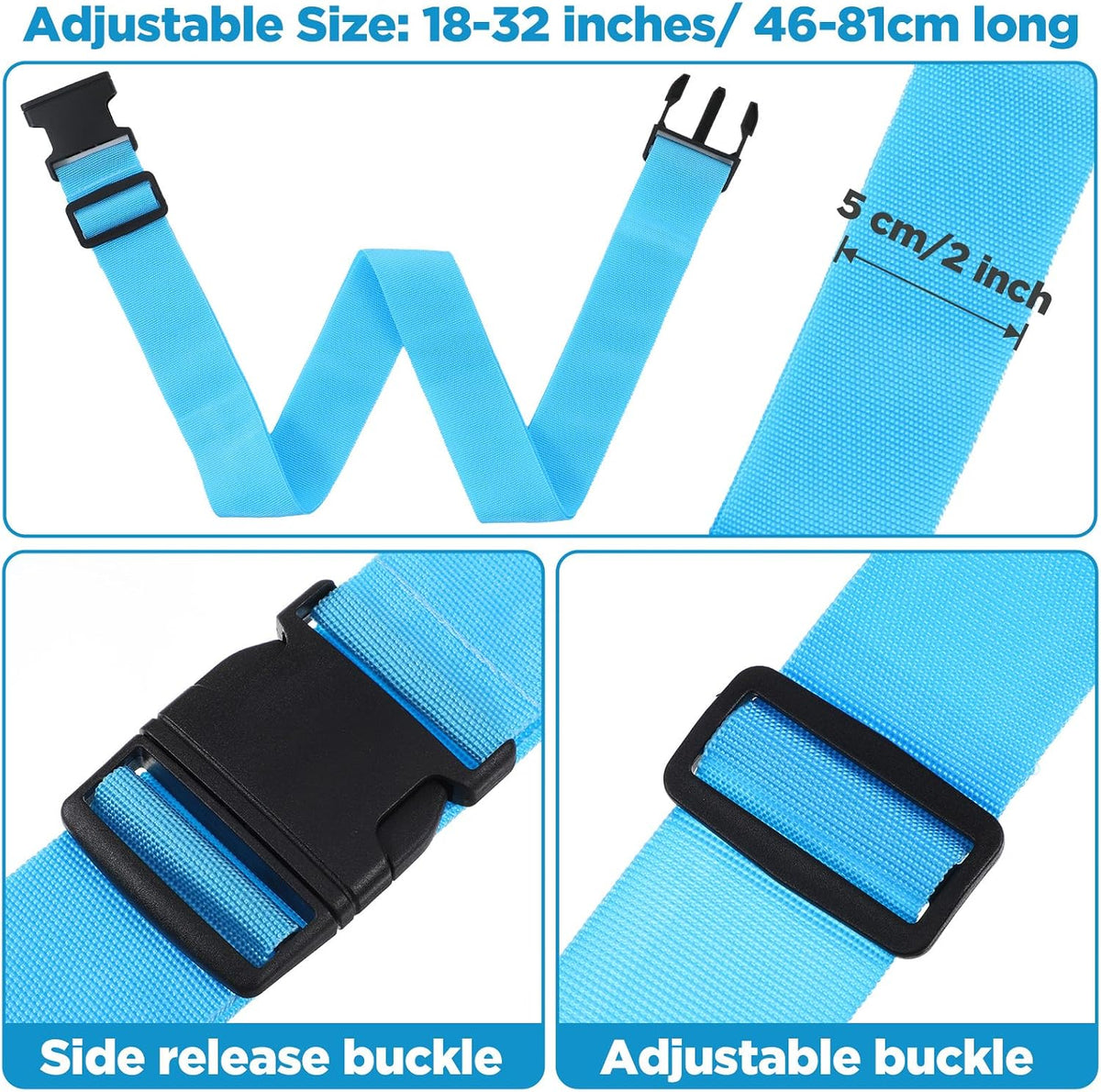 12 Pack Luggage Straps for Suitcase Belts Straps Wide Adjustable Heavy Duty