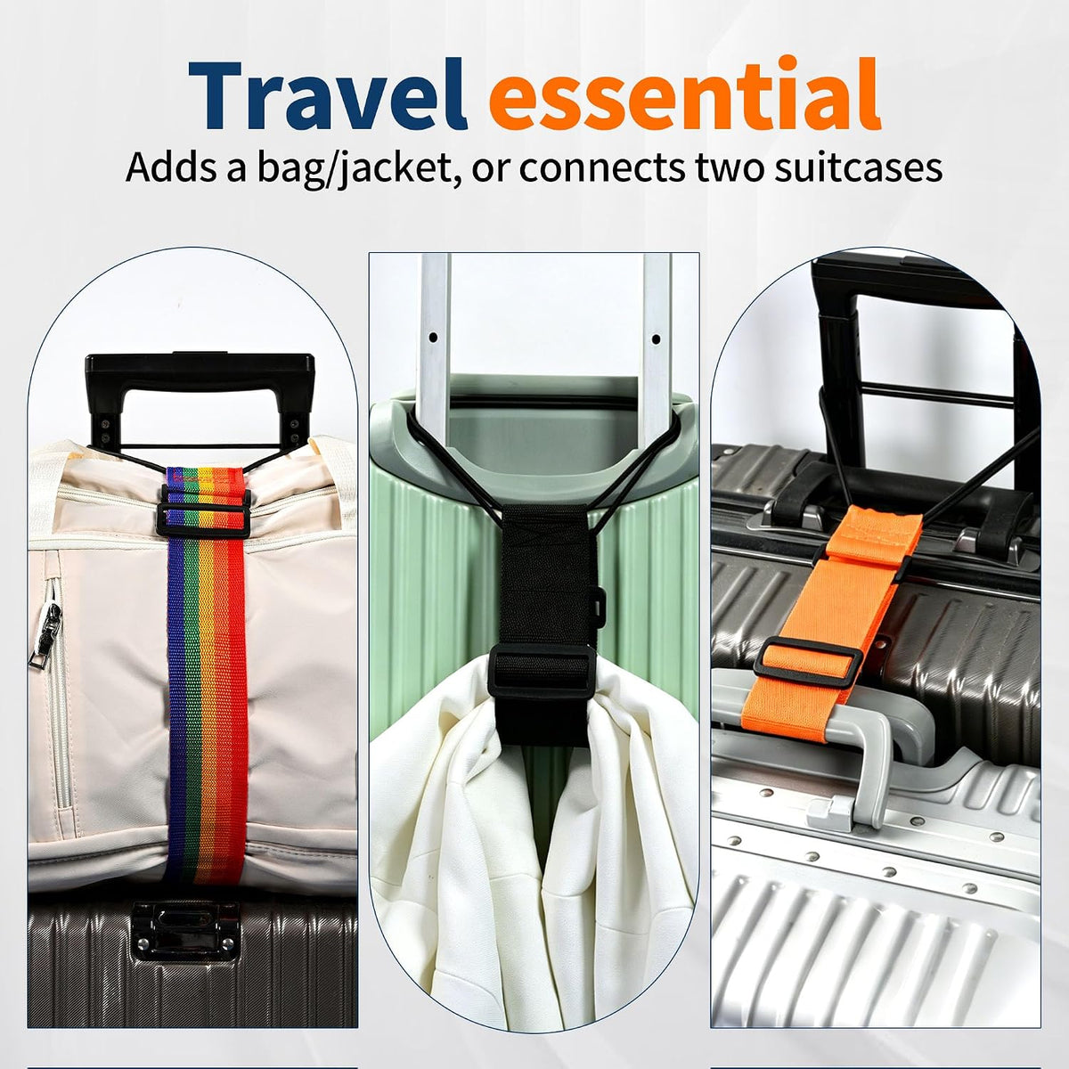 2Pcs Luggage Straps for Suitcases, Adjustable Luggage Connector Straps