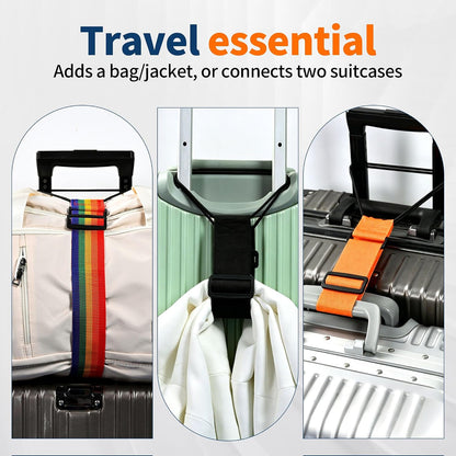 2Pcs Luggage Straps for Suitcases, Adjustable Luggage Connector Straps