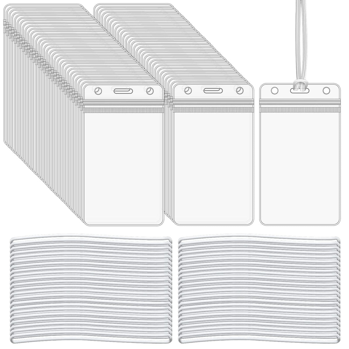 200 Pack Clear Plastic Luggage Tag Holders with Loops for ID Cards