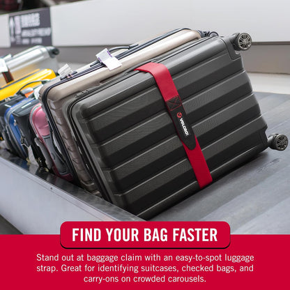 VELCRO Brand Adjustable Luggage Strap for Suitcases, Red, 6ft x 2in
