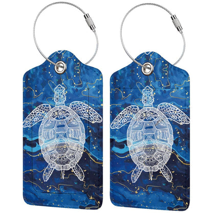 2 Pack Luggage Tag for Suitcase, Cute Leather Baggage Tag with Stainless Steel Loop Privacy Cover for Women Girls Bag Travel