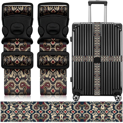 2 Pack Luggage Straps for Suitcases, Adjustable Travel Belt with Double Lock and Quick Release Buckle, Heavy Duty Nylon Bag Packing Strap, Bright Identifiers Business Travel Accessories-Colorful Block