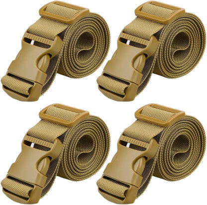 MAGARROW 2" Utility Luggage Straps with Buckle Adjustable, 4-Pack (Black, 2 in x 9.5 ft)