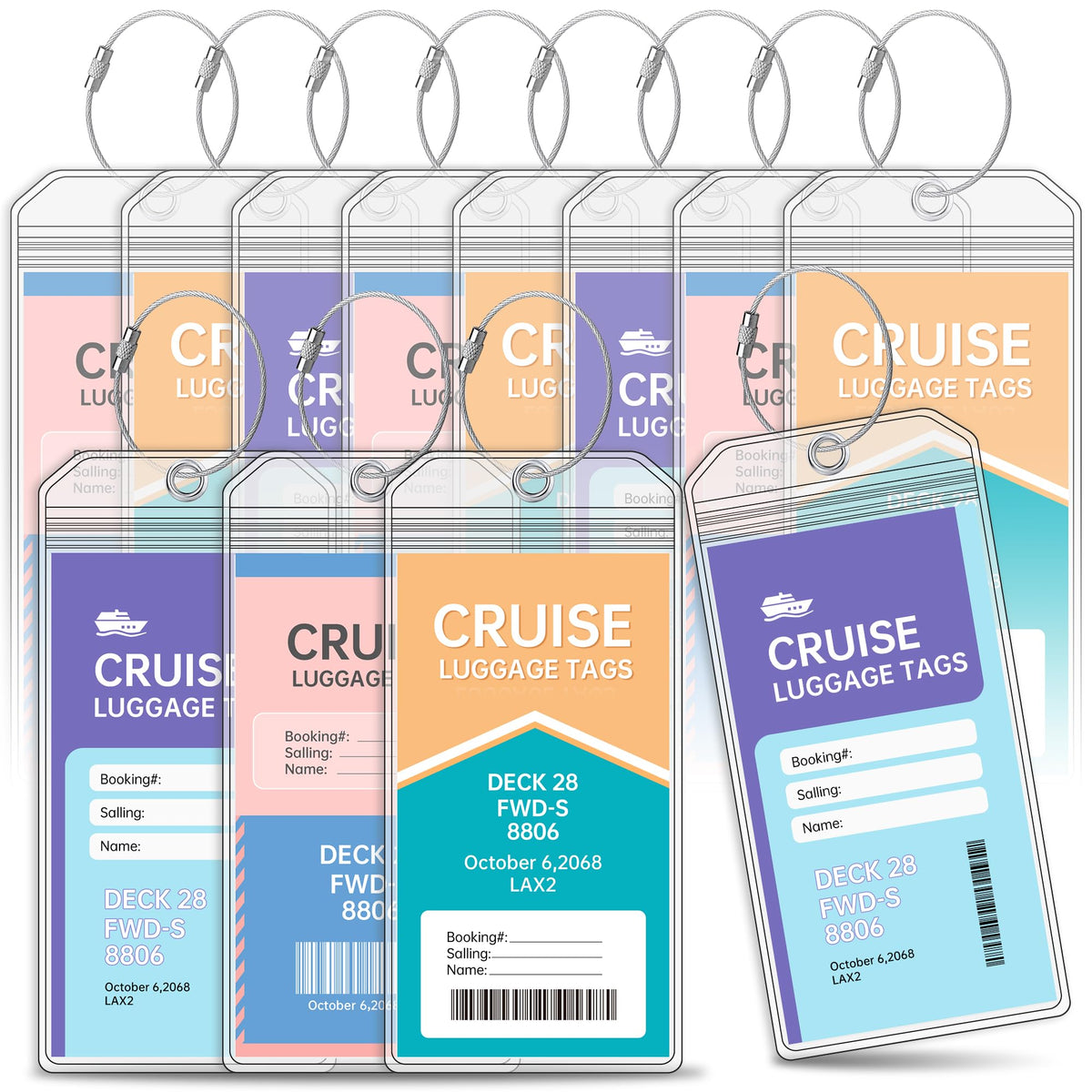 Teskyer Clear Cruise Luggage Tag Holder, Wide, 5 Pack
