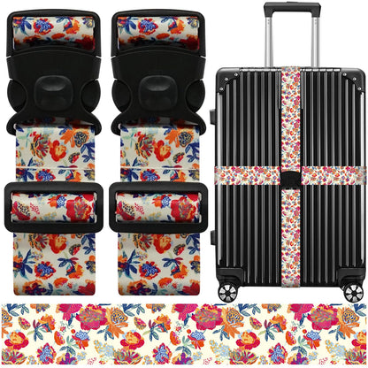 2 Pack Luggage Straps for Suitcases, Adjustable Travel Belt with Double Lock and Quick Release Buckle, Heavy Duty Nylon Bag Packing Strap, Bright Identifiers Business Travel Accessories-Colorful Block