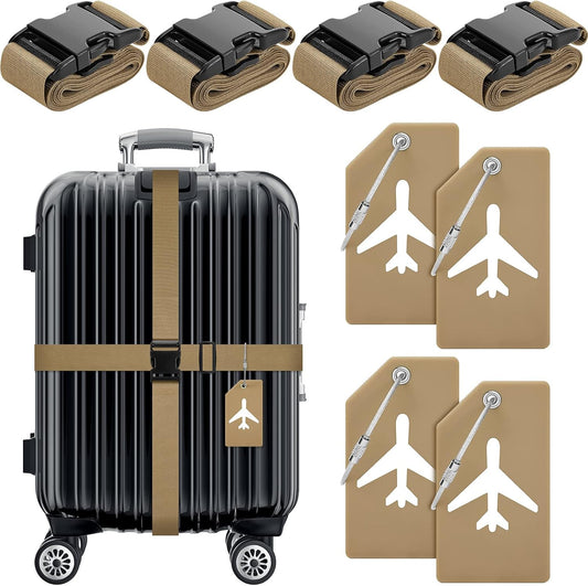 Weewooday 8 Pcs Luggage Straps Suitcase Tags Set for TSA Approved