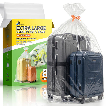 40x60 Inch Extra Large Clear Plastic Storage Bag for Luggage Cover, 8 Pack