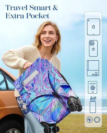 Slohif Luggage Cover for Suitcase Tsa Approved Protector - Butterfly Luggage Sleeve Large Suit Case Cover Travel Stretch Baggage Case Protective Washable Fit 21-23 Inch