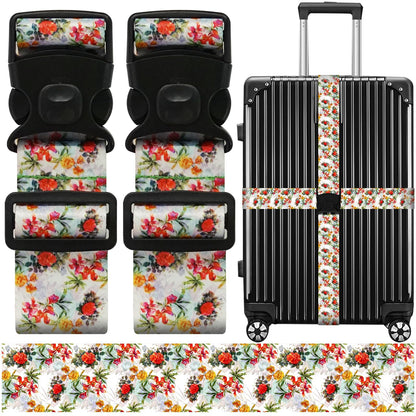 2 Pack Luggage Straps for Suitcases, Adjustable Travel Belt with Double Lock and Quick Release Buckle, Heavy Duty Nylon Bag Packing Strap, Bright Identifiers Business Travel Accessories-Colorful Block
