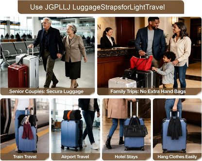 2 Pack Multi Use Strong Adjustable Luggage Connector Straps for Suitcases