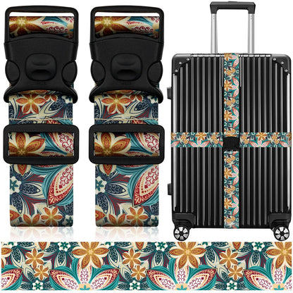 2 Pack Luggage Straps for Suitcases, Adjustable Travel Belt with Double Lock and Quick Release Buckle, Heavy Duty Nylon Bag Packing Strap, Bright Identifiers Business Travel Accessories-Colorful Block