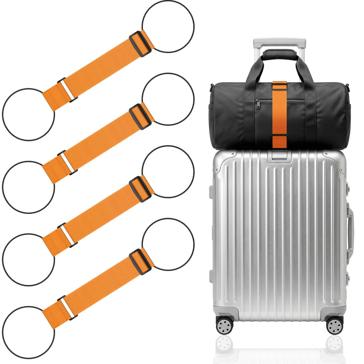Mayski 4 Pack Adjustable Elastic Luggage Connector Straps for Suitcases
