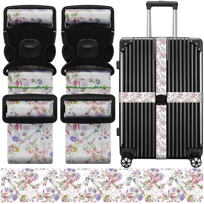 2 Pack Luggage Straps for Suitcases, Adjustable Travel Belt with Double Lock and Quick Release Buckle, Heavy Duty Nylon Bag Packing Strap, Bright Identifiers Business Travel Accessories-Colorful Block