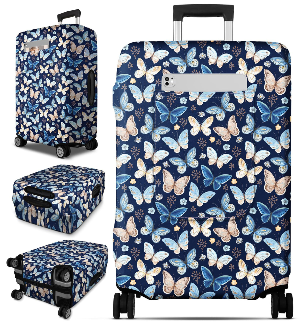 Slohif Luggage Cover for Suitcase Tsa Approved Protector - Luggage Sleeve Large Suit Case Cover Travel Stretch Baggage Case Protective Washable Fit 24-27 Inch Black Tape M