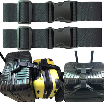 2pcs Travel Luggage Straps for Suitcases, Two Add a Bag Travel Luggage Adjustable Buckle Belt Travel Accessories Connector Attachment - Connect Your 3 luggages