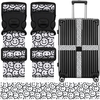 2 Pack Luggage Straps for Suitcases, Adjustable Travel Belt with Double Lock and Quick Release Buckle, Heavy Duty Nylon Bag Packing Strap, Bright Identifiers Business Travel Accessories-Colorful Block