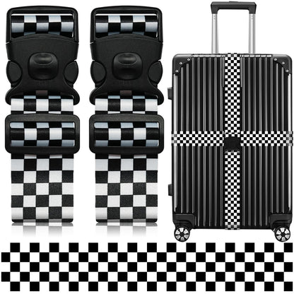 2 Pack Luggage Straps for Suitcases, Adjustable Travel Belt with Double Lock and Quick Release Buckle, Heavy Duty Nylon Bag Packing Strap, Bright Identifiers Business Travel Accessories-Colorful Block